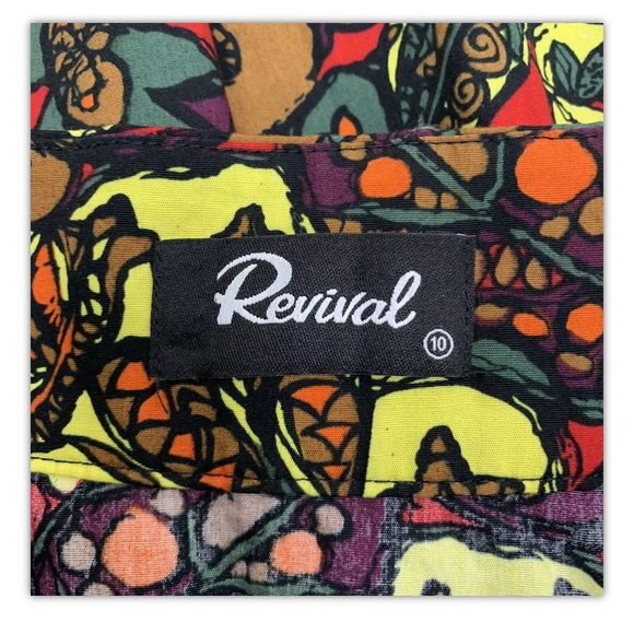 Revival Cotton Bright Print Circle Skirt Size 10 - Picture 2 of 5